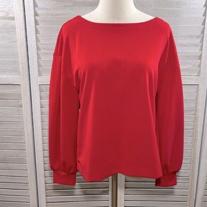 BANANA REPUBLIC Drop Shoulder Long Sleeve Top w Boat Neckline Red-Small